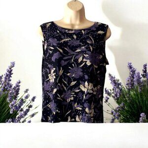 Requirements Petite Tank Top Shell Blouse Purple Glitter Embellished M-L